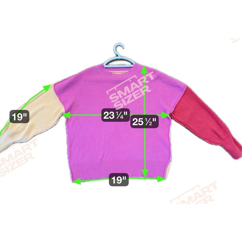 Amazon Colorblock Crewneck Sweater in Hot Pink, Red, Peach - Picture 5 of 6